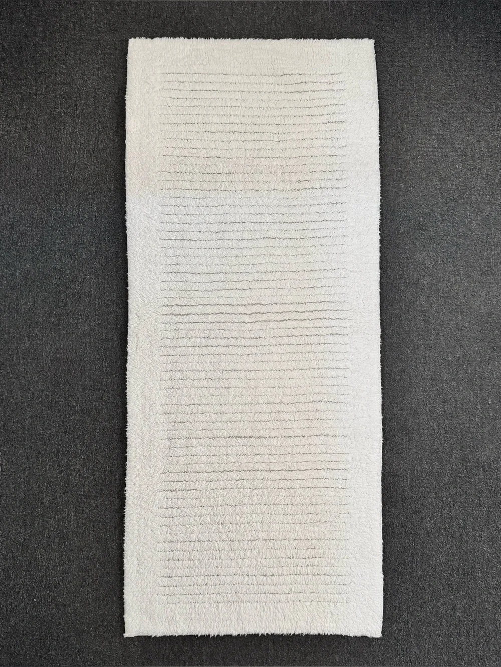 Spa Luxe Cotton Bath Runner Rug Ivory Striped Non-Skid 20 x 48 NWT